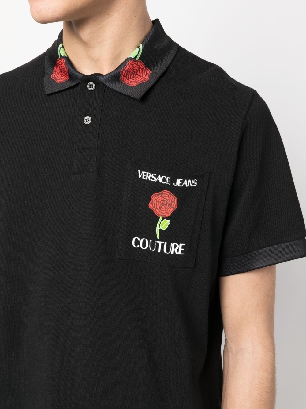 rose-print cotton polo shirt - 5
