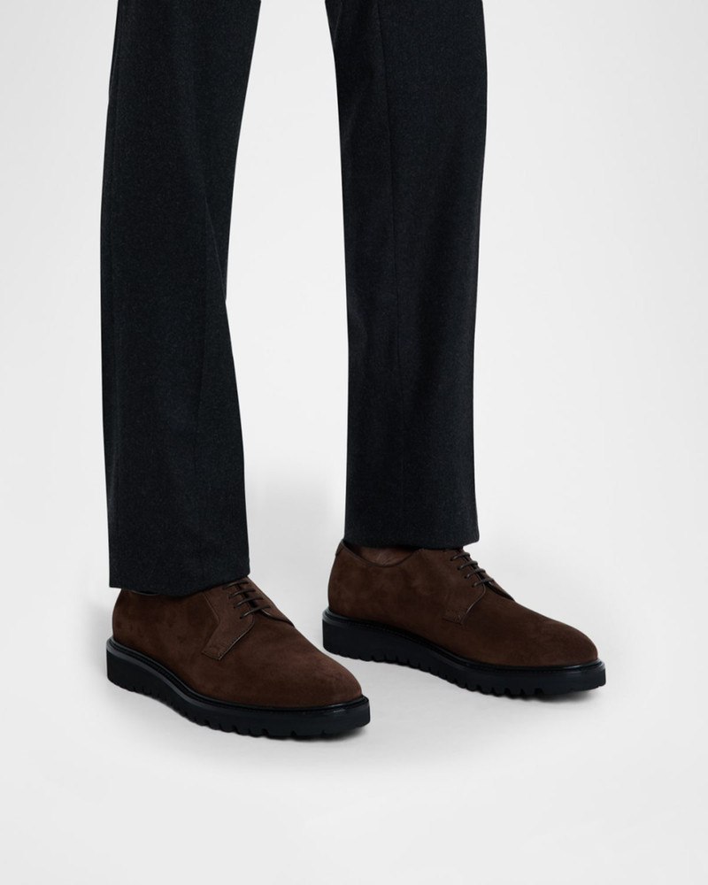 GIORGIO ARMANI Men's Suede Rubber-Sole Derby Shoes outlook