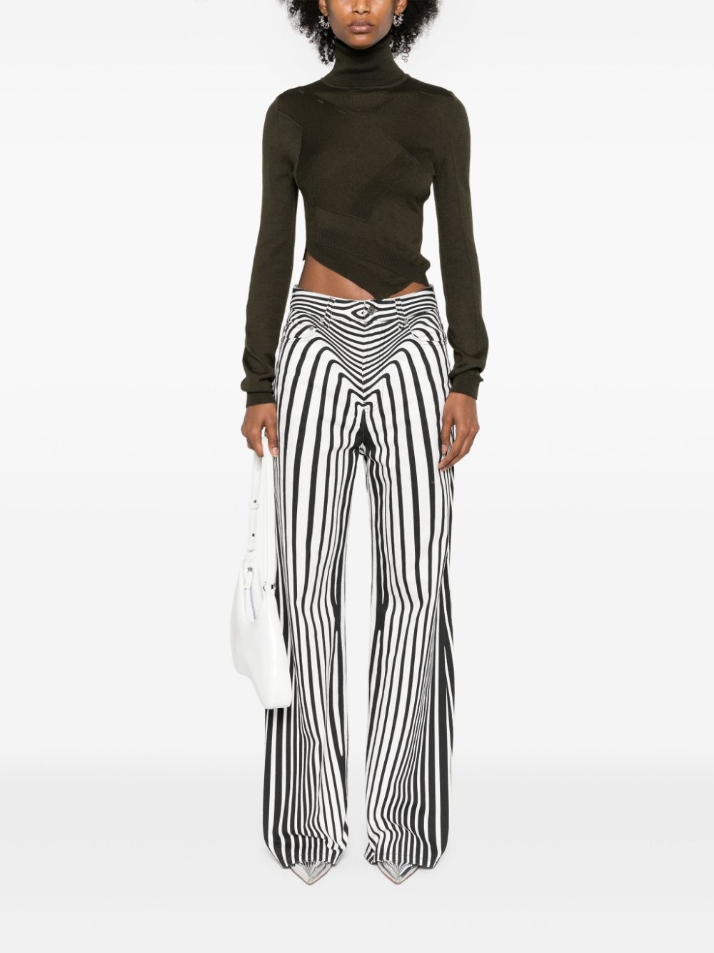 asymmetric panelled roll-neck jumper - 2