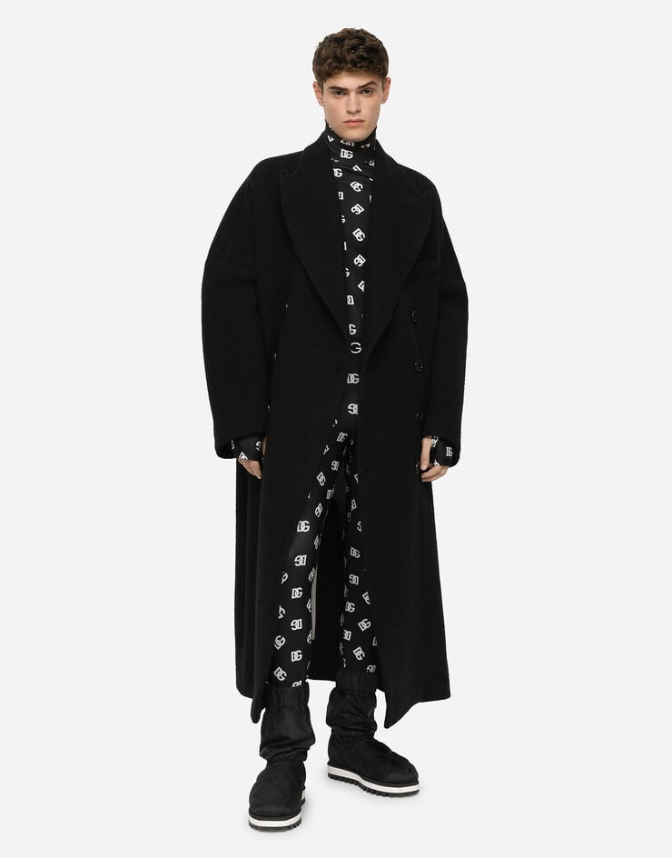 Double-breasted boiled wool coat - 5