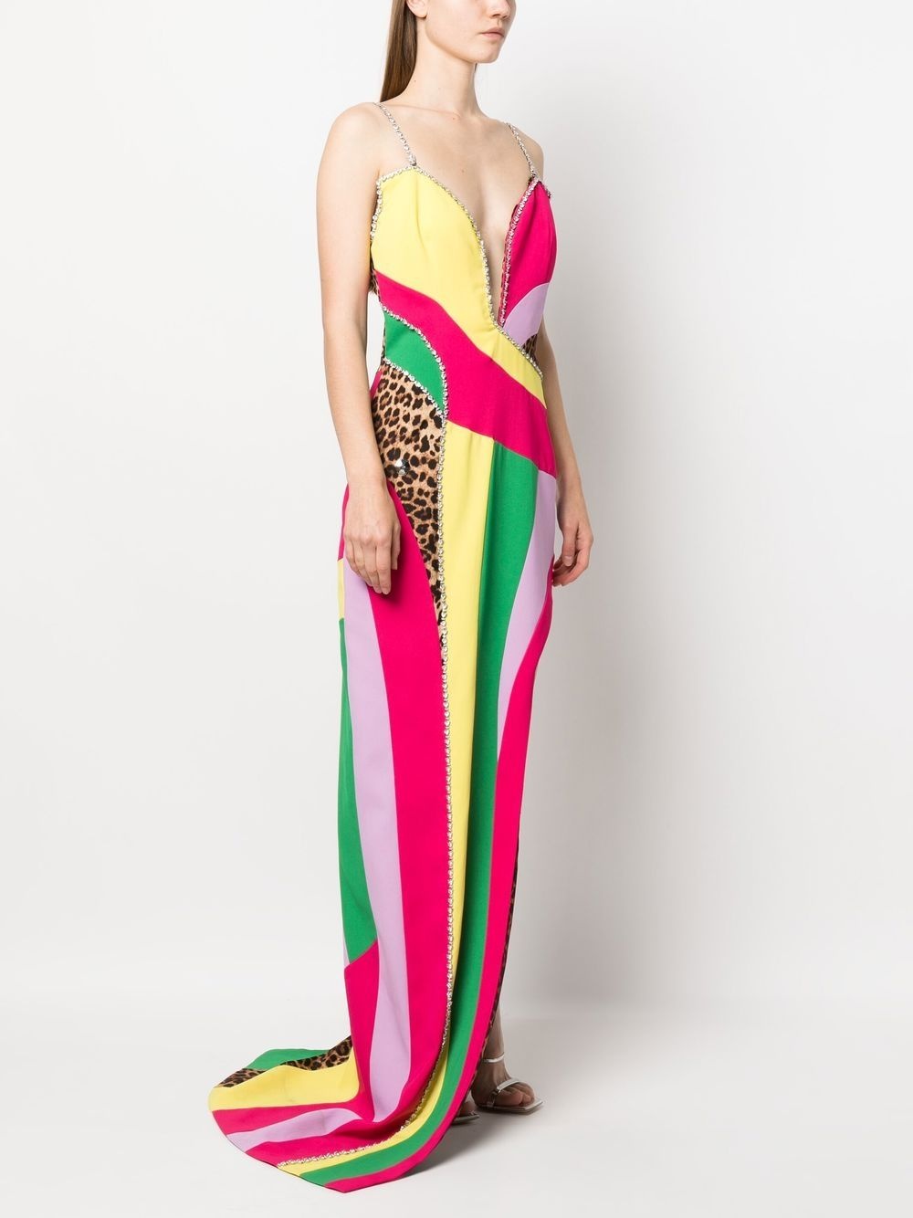 rainbow-patchwork long dress - 3