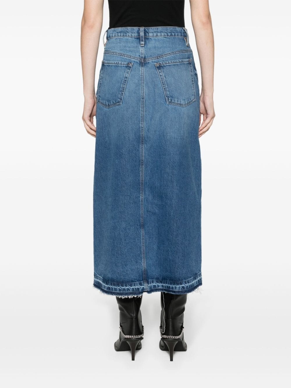 washed denim midi skirt - 4