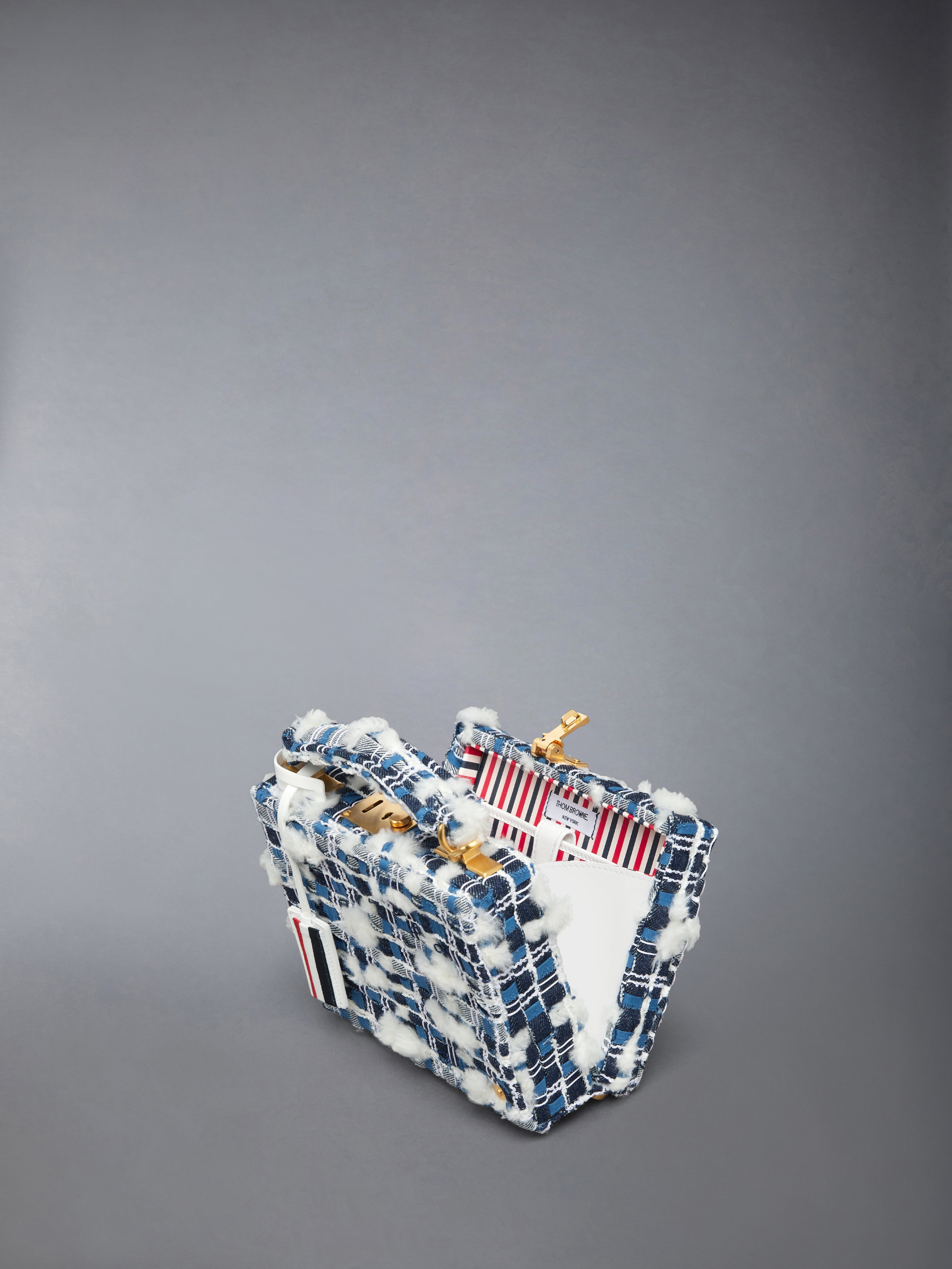 MICRO ATTACHE CASE W/ RWB GG WOVEN CHAIN IN DENIM POUF TWEED - 4