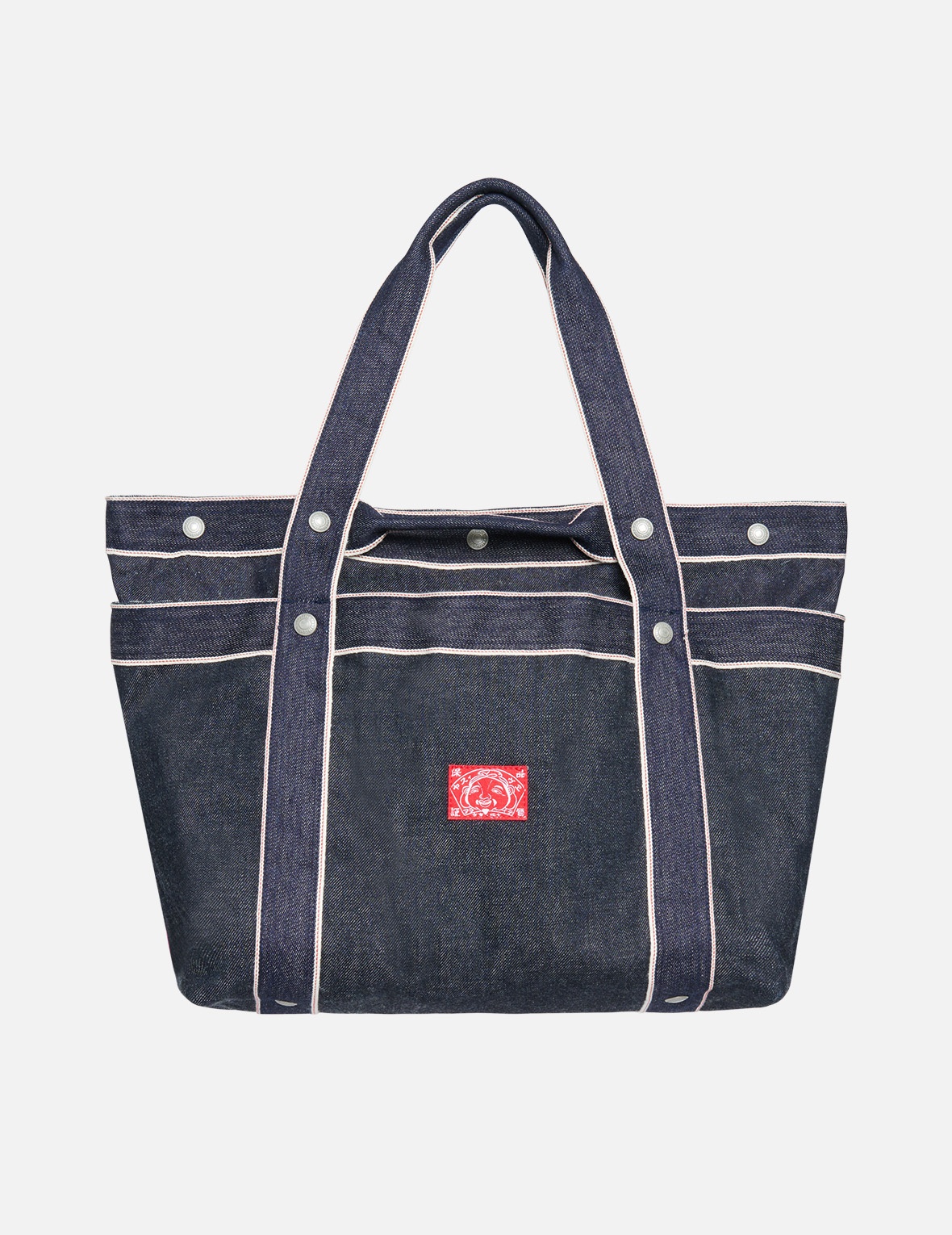 SEAGULL EMBROIDERED POCKET LARGE DENIM TOTE BAG - 2