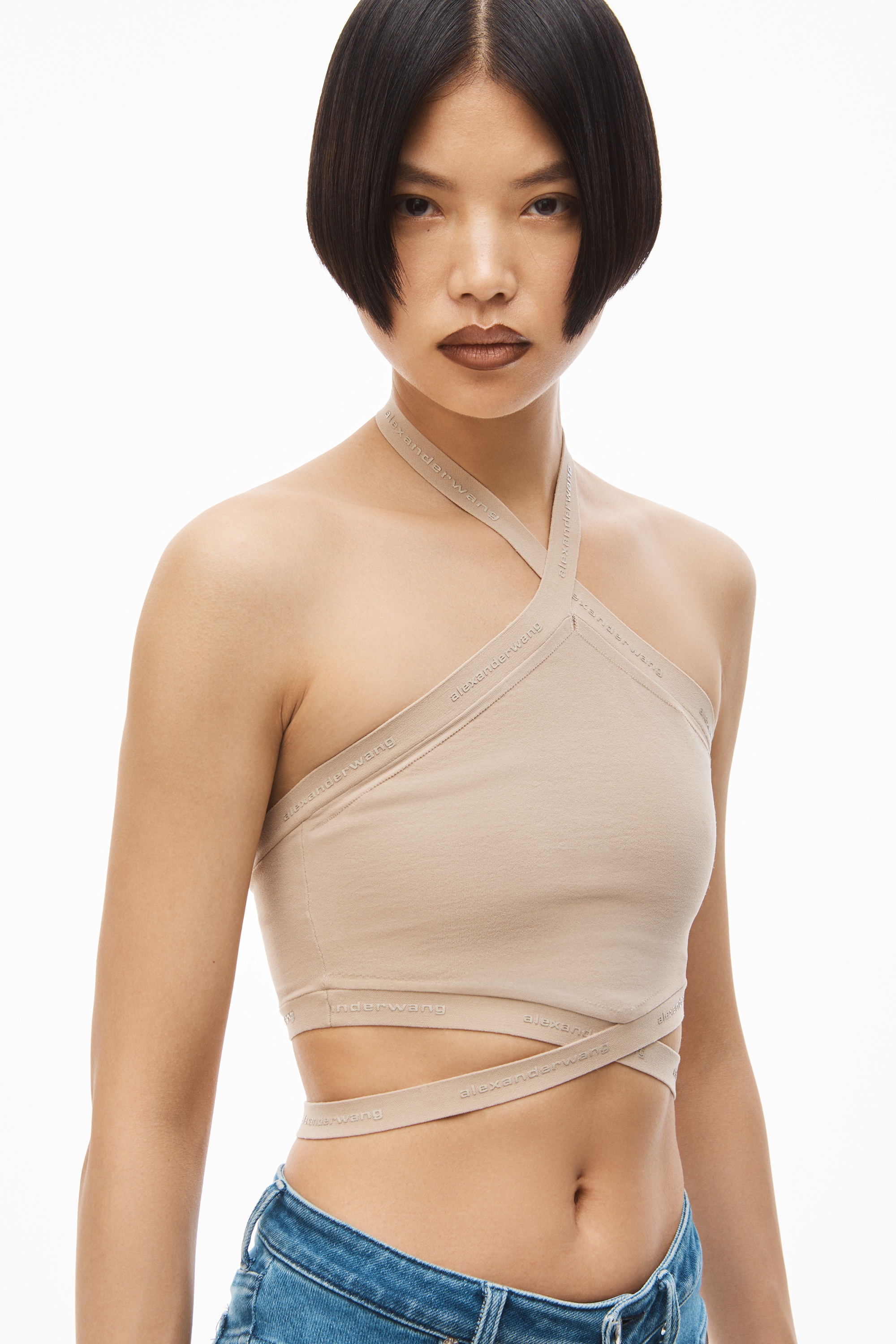 LOGO HALTER TOP IN VISCOSE KNIT - 3