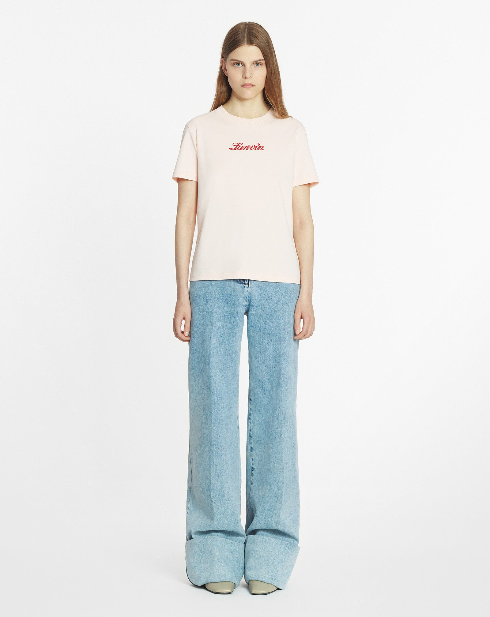 WIDE-LEG CUFFED DENIM PANTS - 2