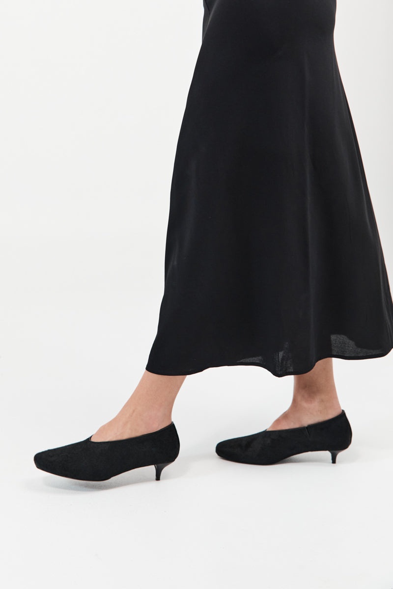 Pony Hair Glove Heel - Black - 5
