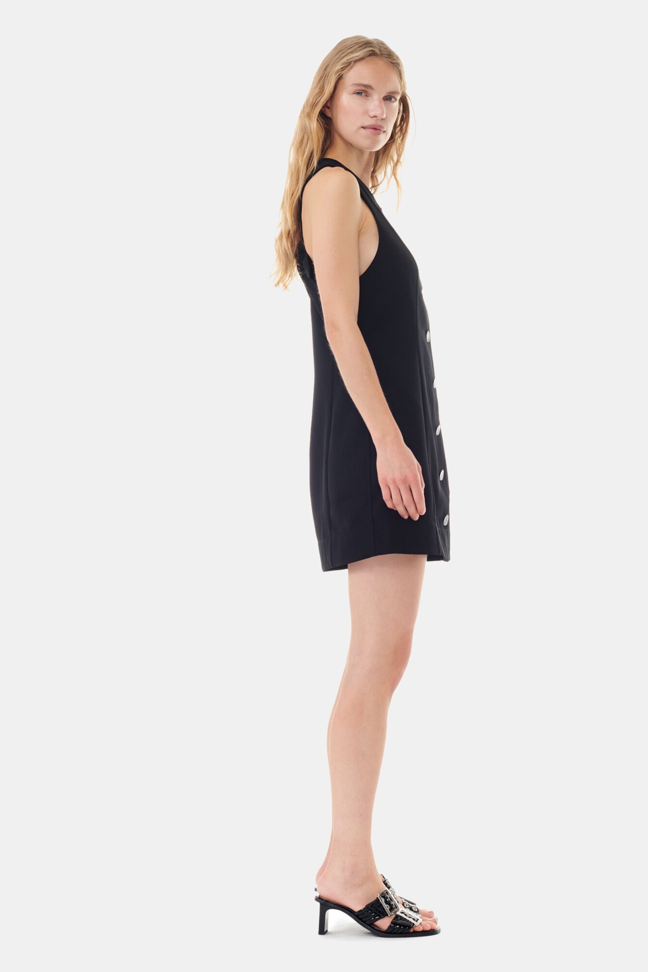BLACK LIGHT TWILL SUITING MINI DRESS - 4
