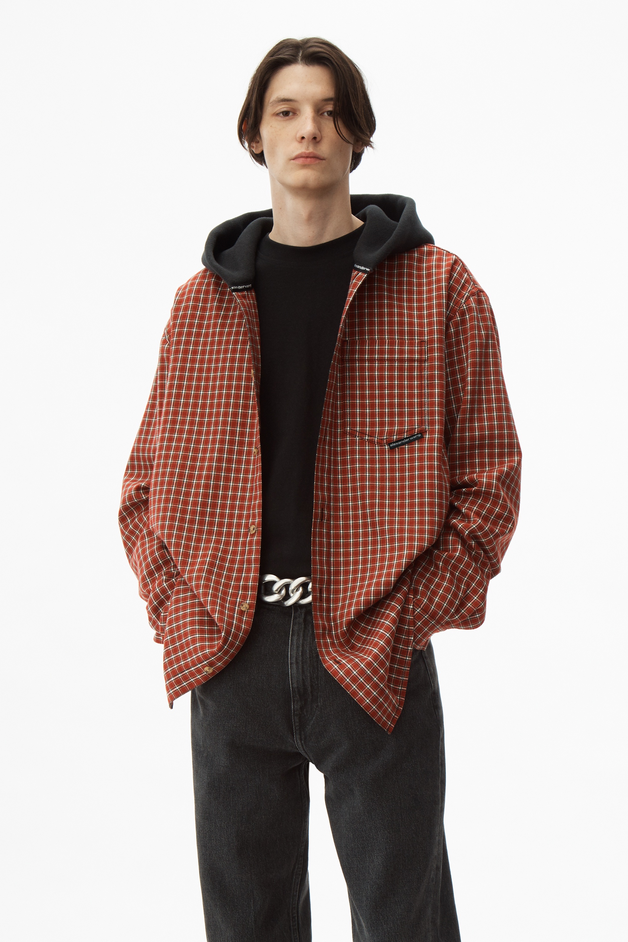 PLAID HOODED SHIRT - 2