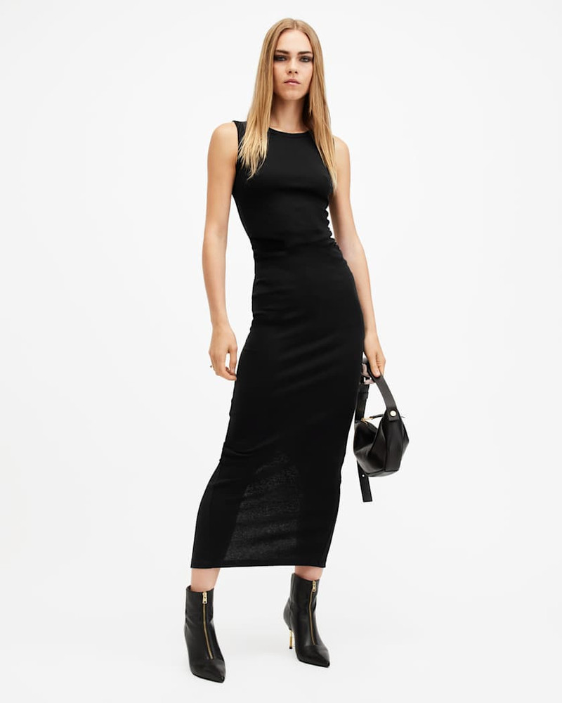 ALLSAINTS KATARINA BOAT NECK BODYCON FIT MAXI DRESS outlook