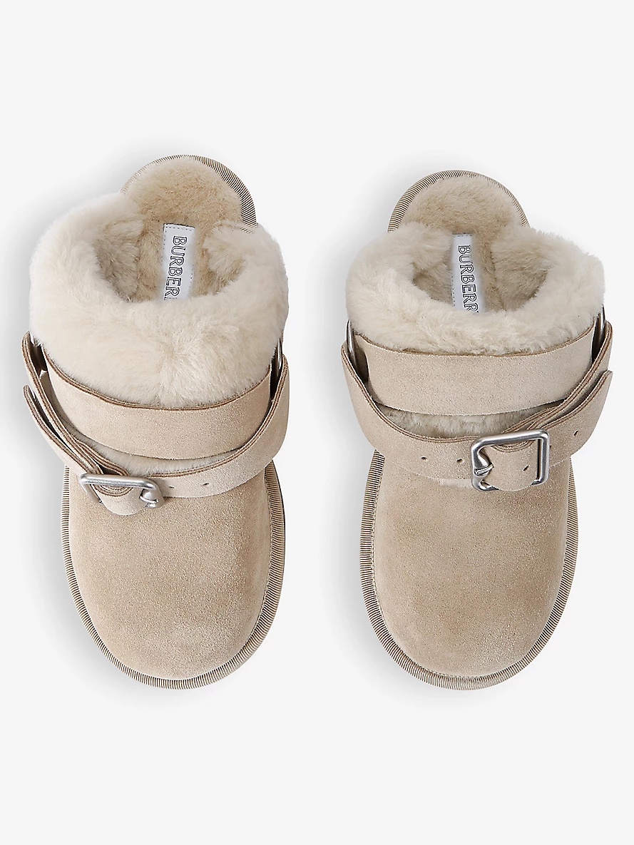 Snug Low buckled sheepskin mules - 2