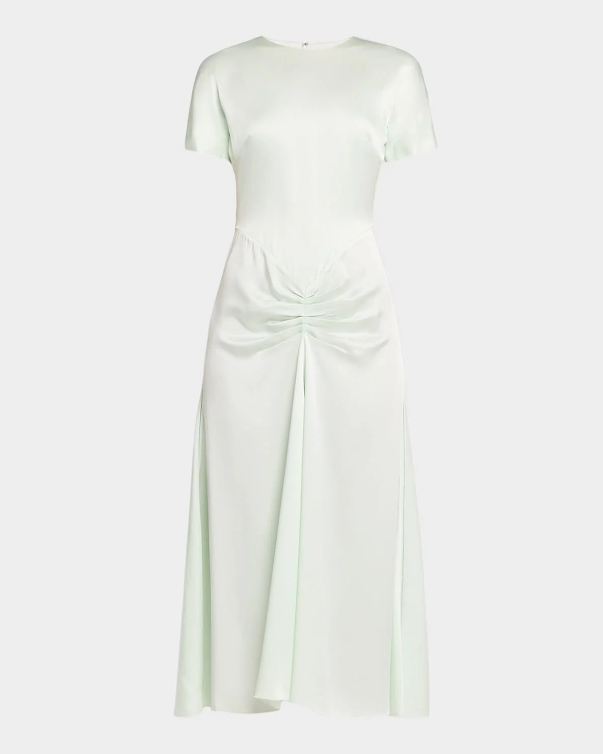 Gathered Waist Satin Midi Dress - 1