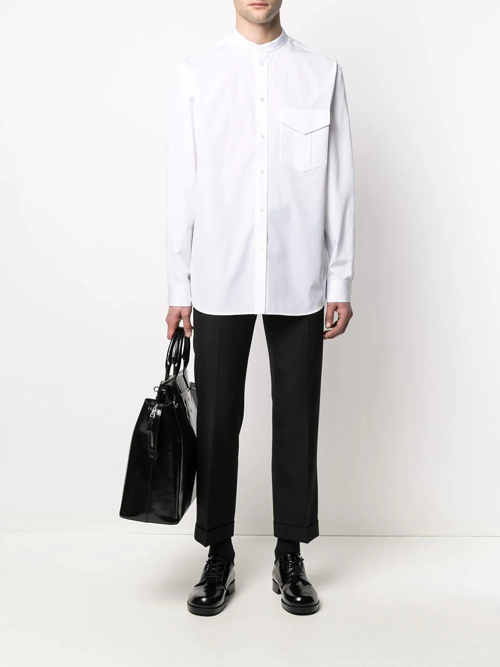 mandarin-collar cotton-poplin shirt - 2