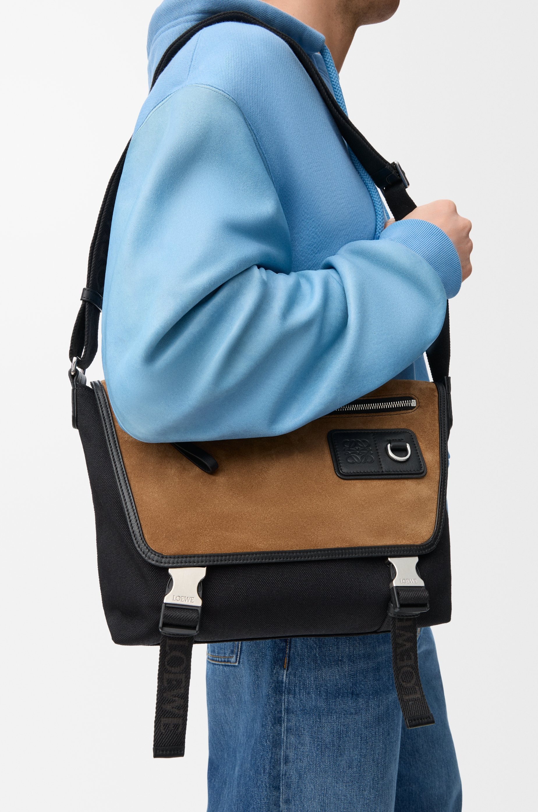 Medium Flex messenger in canvas and suede - 2