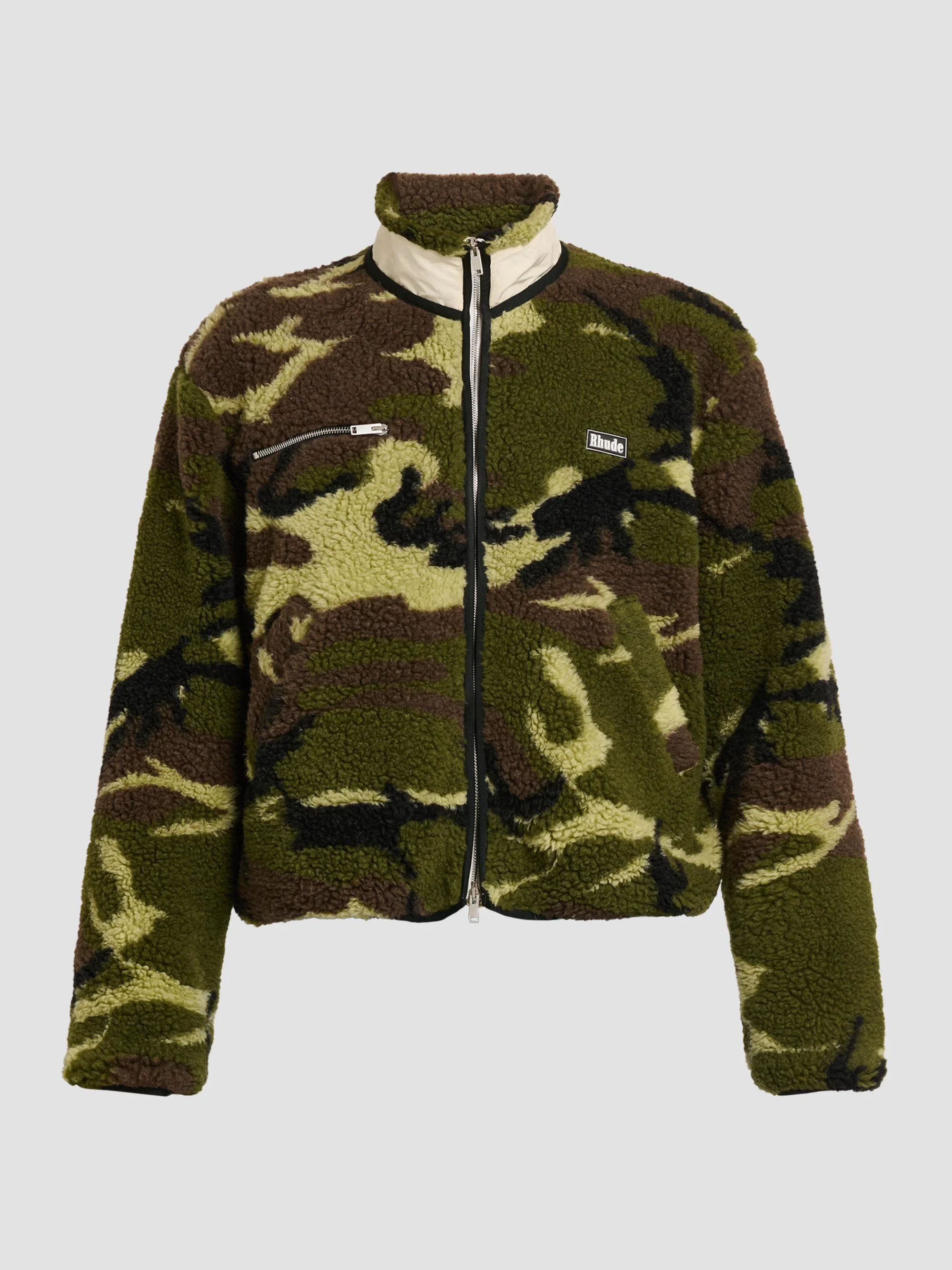 Men's Parilla Camouflage Wool-Blend Fleece Jacket - Green Brown Black - 1