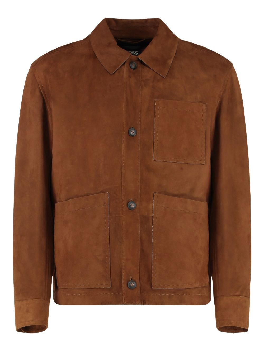 buttoned suede-leather jacket - 1