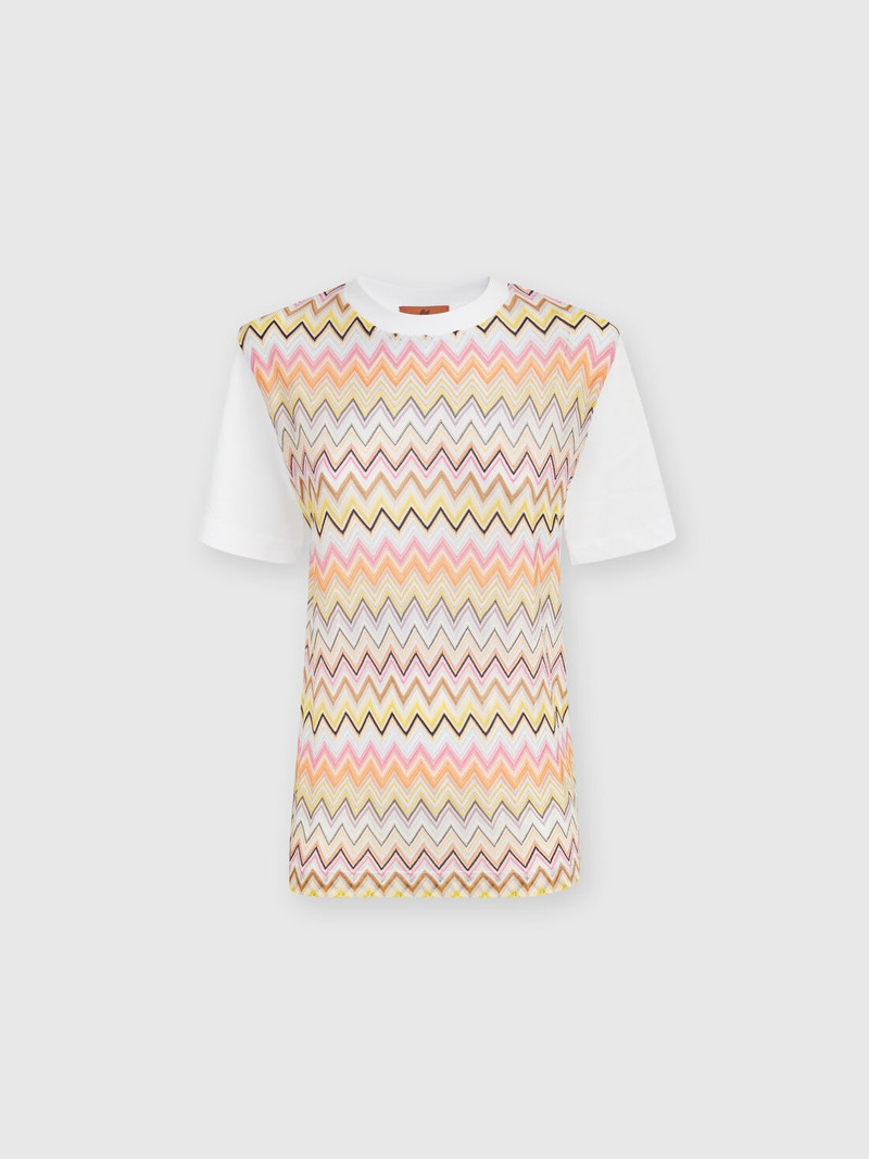 Cotton jersey T-shirt with chevron inserts 1