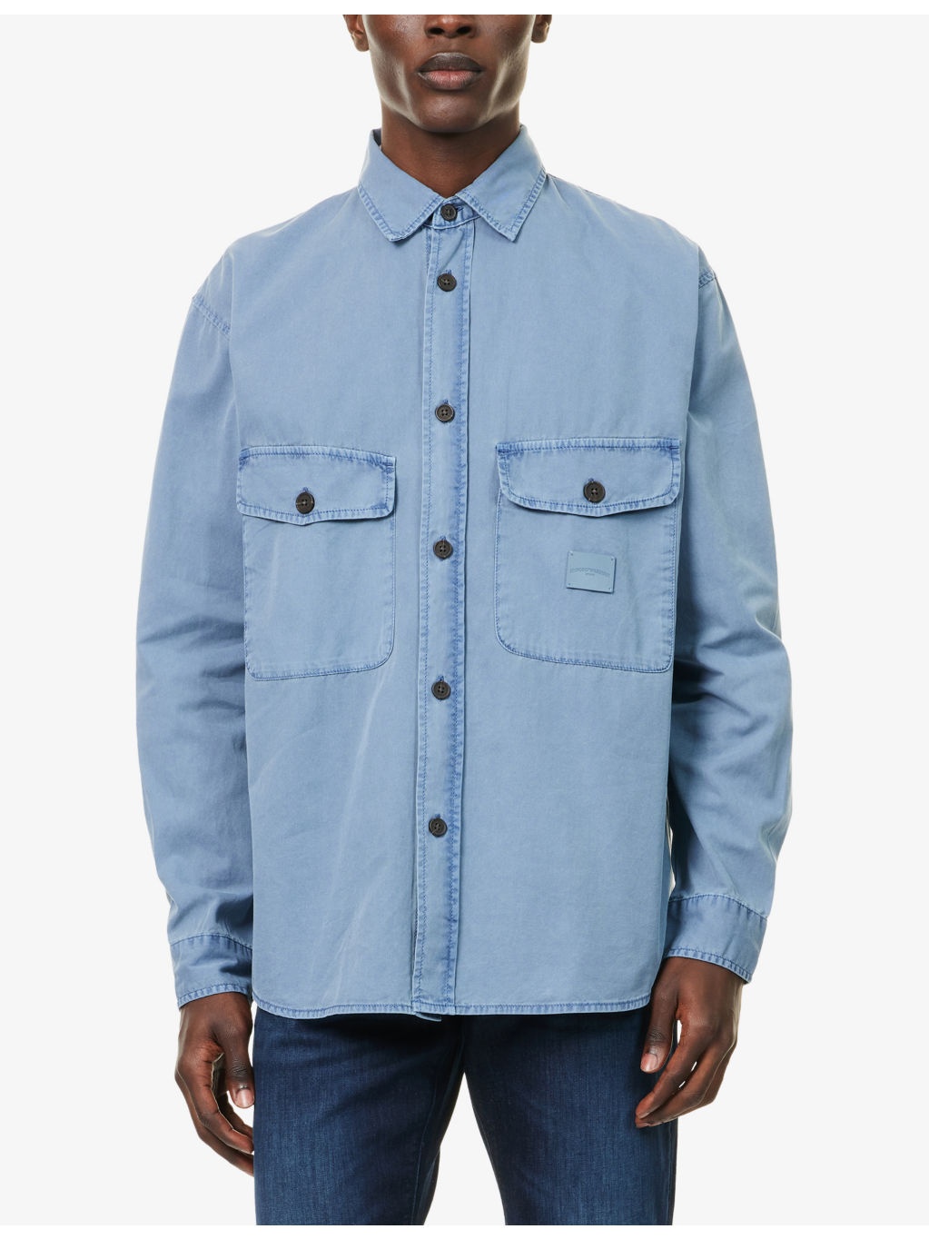Logo-Embroidered Flap-Pockets Cotton Shirt - 3