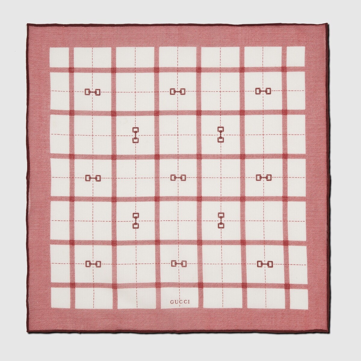 Horsebit check cotton pocket square - 1