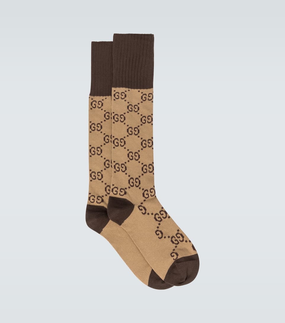 GG pattern cotton blend socks - 1