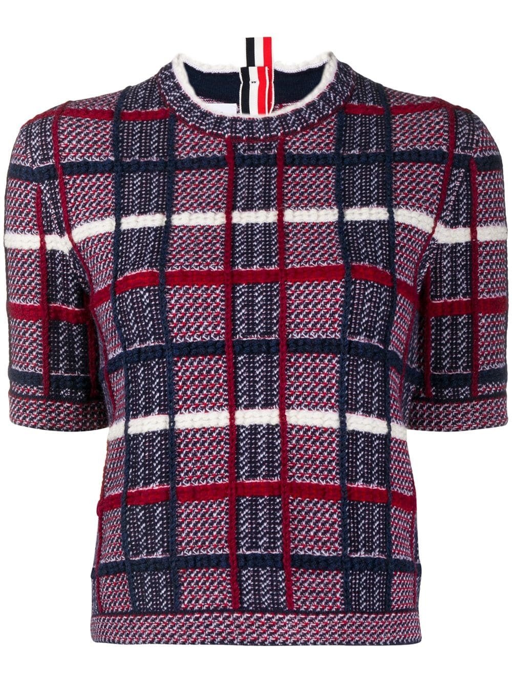 checked short-sleeved jumper - 1