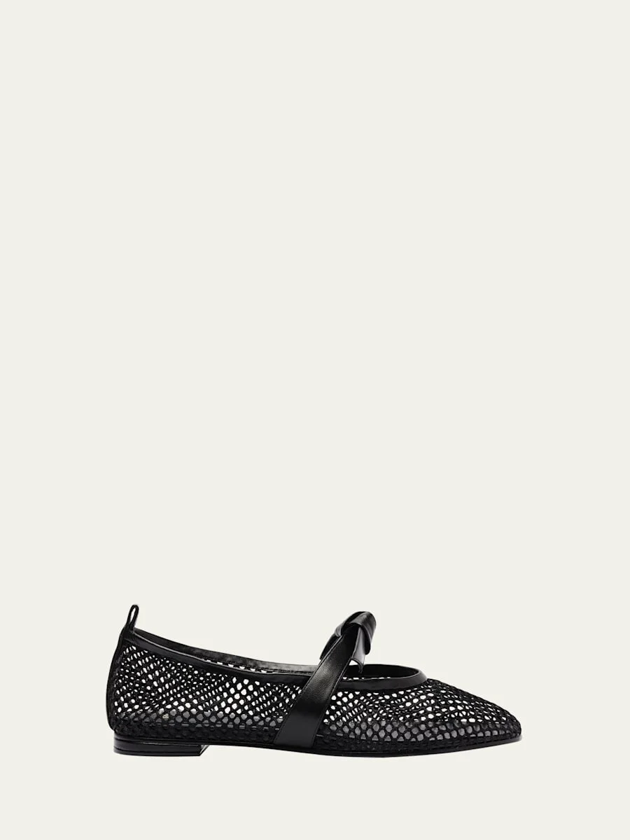 Clarita Bow Fishnet Ballerina Flats - 1