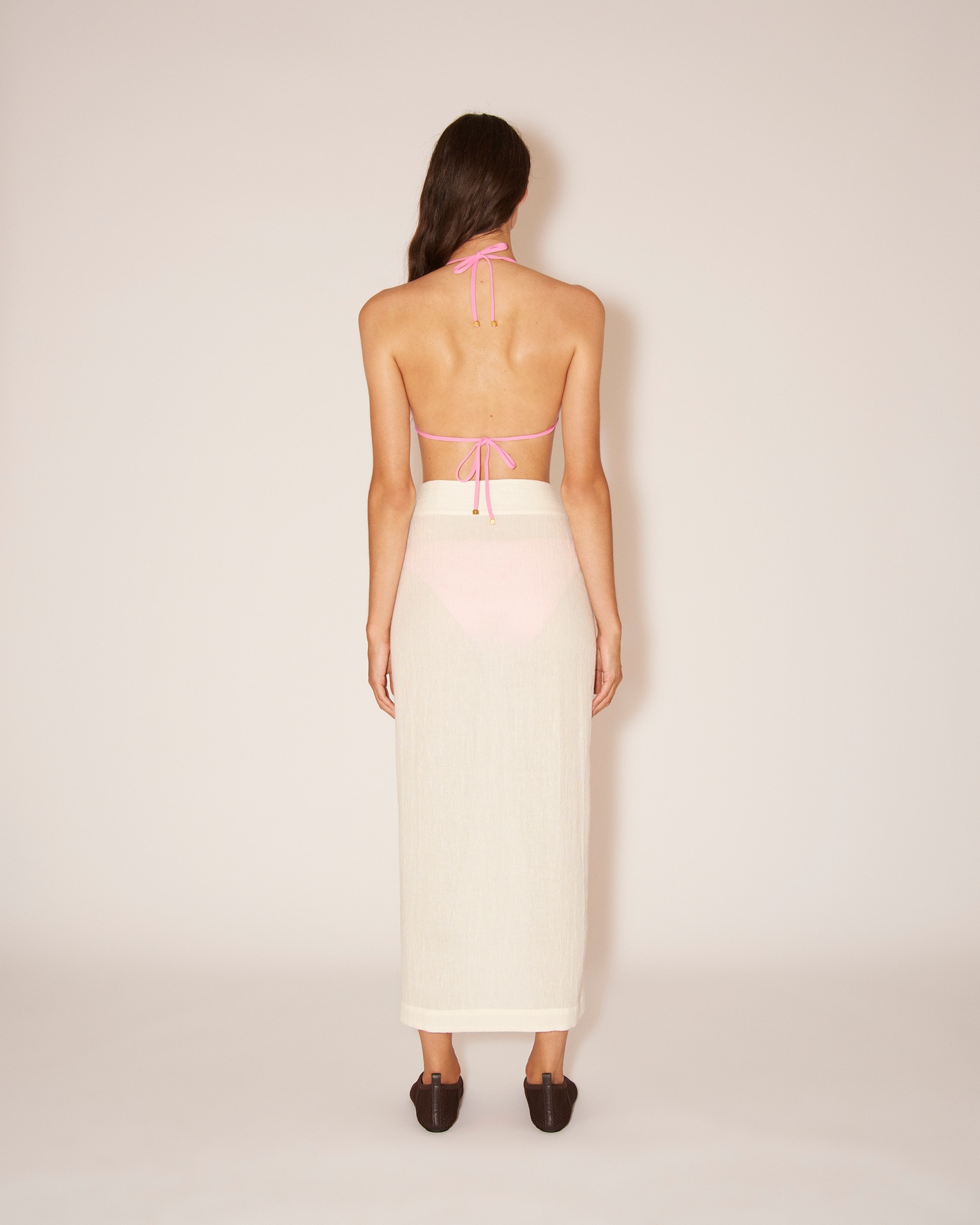 PATRICE - Cotton-linen gauze skirt - Sand - 4