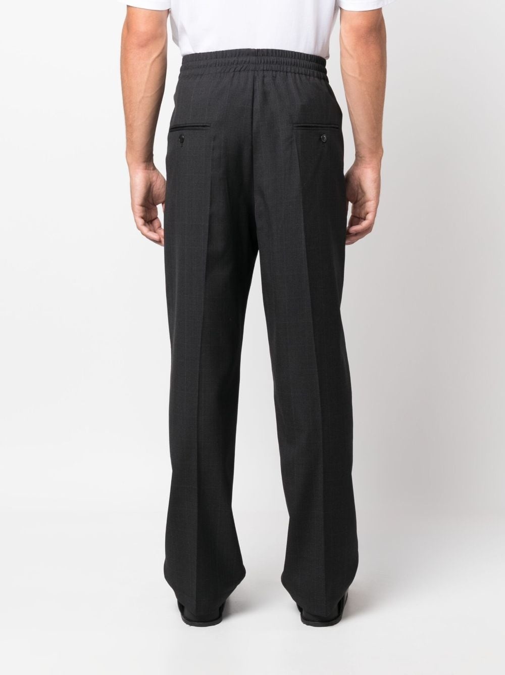 check-pattern straight-leg trousers - 4