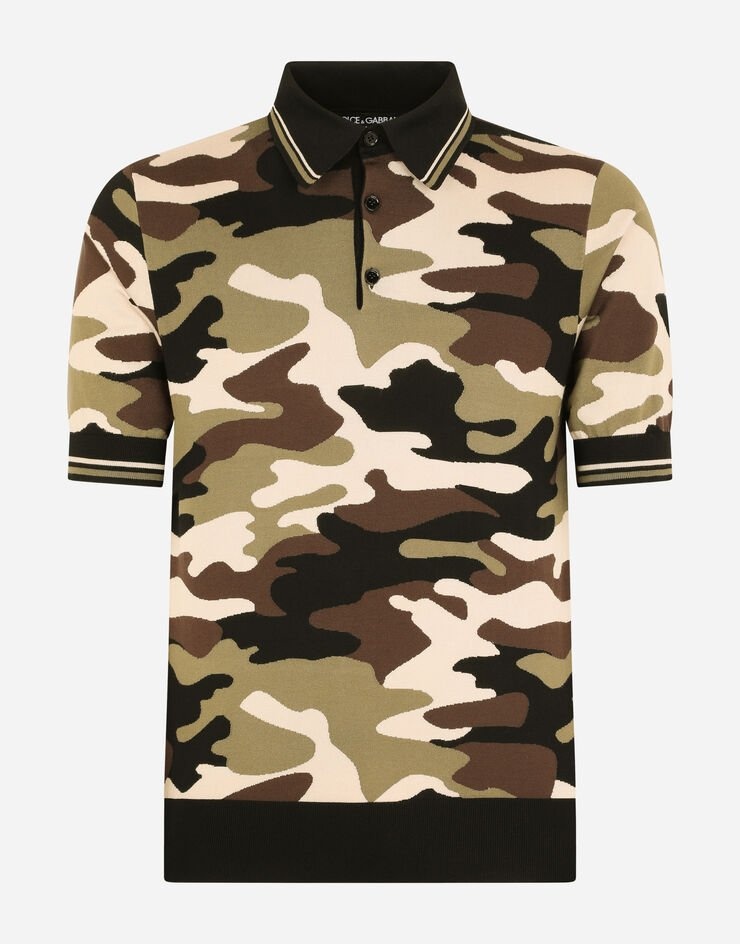 Short-sleeved polo-shirt with camouflage intarsia - 3