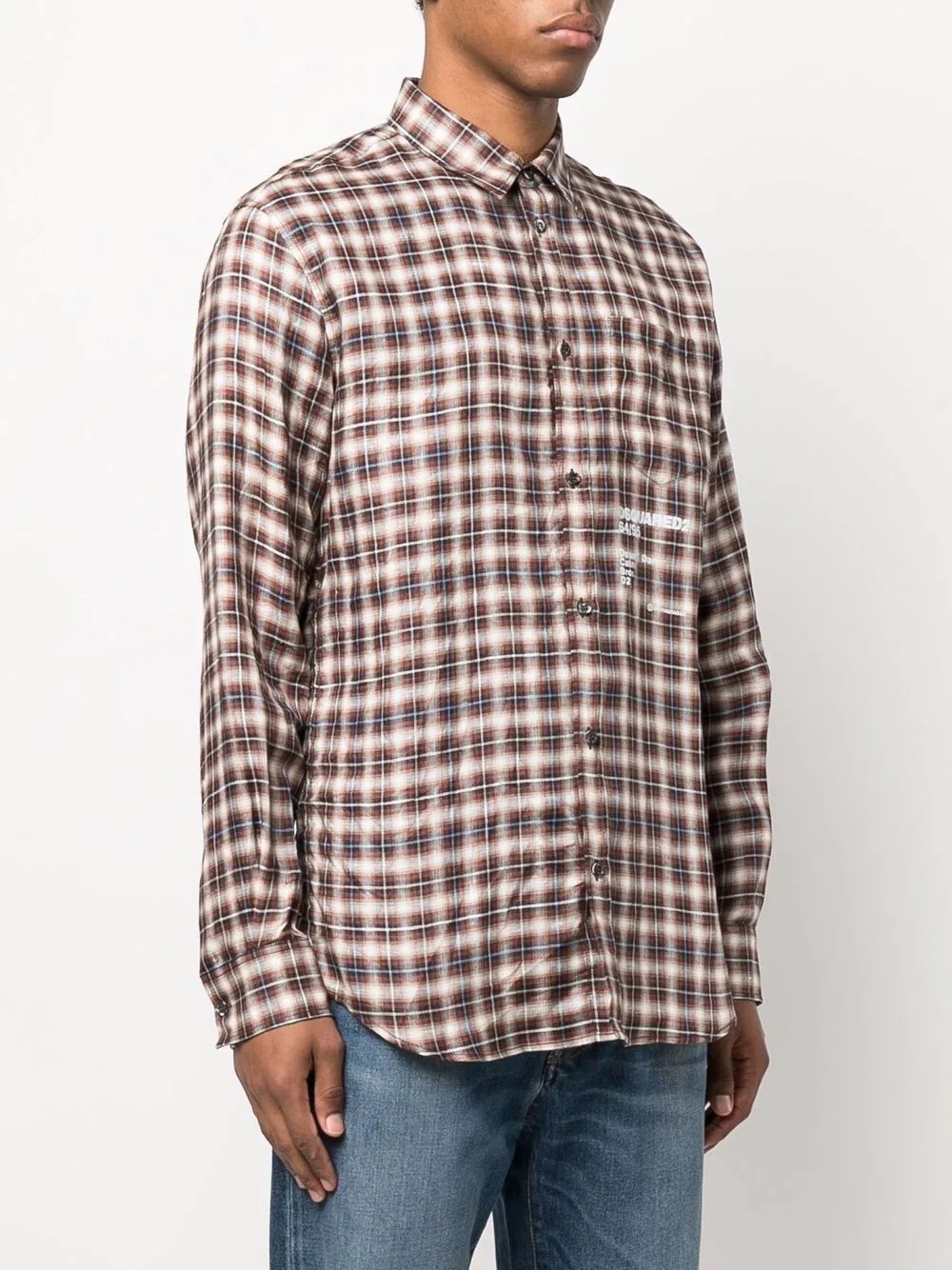 logo-print checked shirt - 3