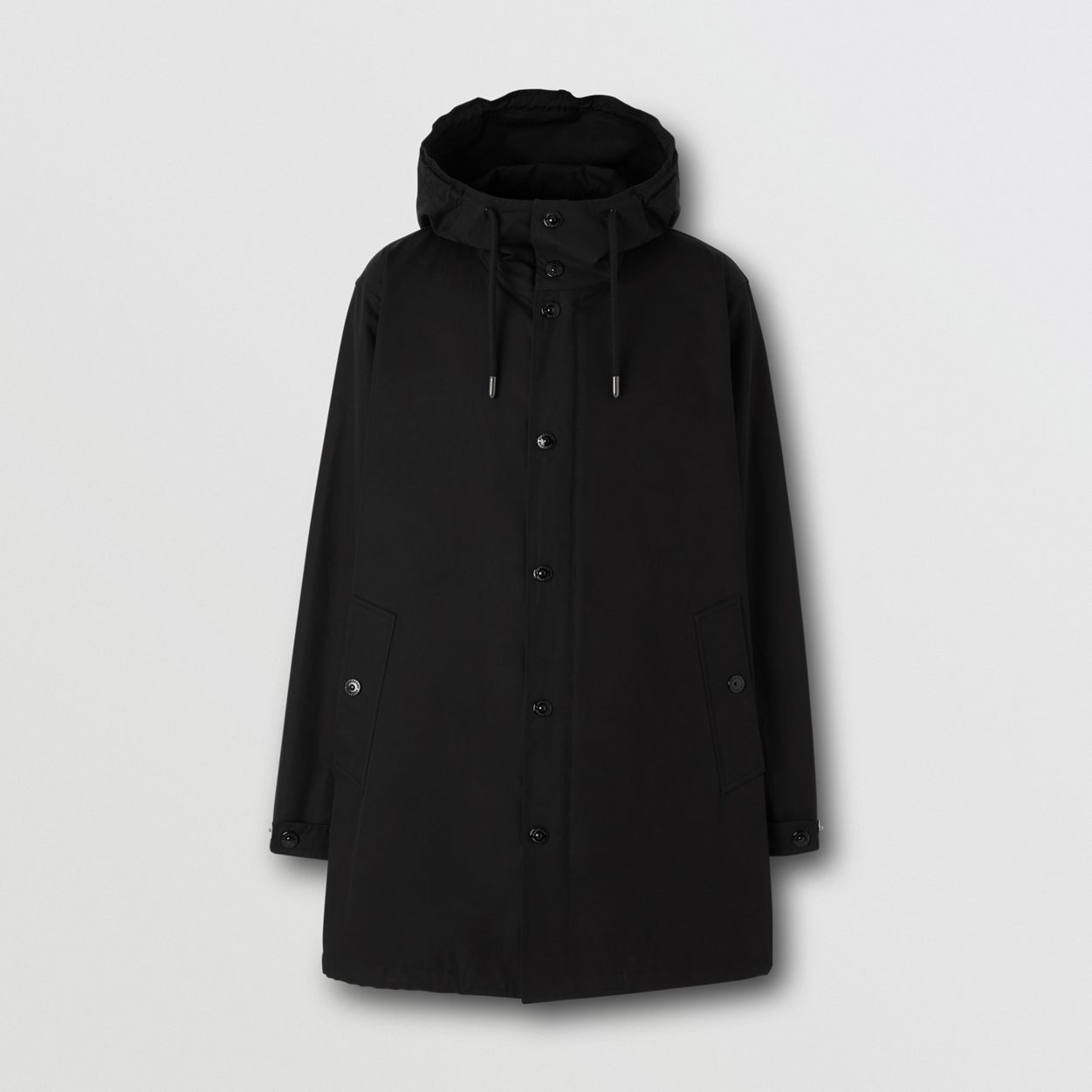 Logo Appliqué Cotton Hooded Coat - 1