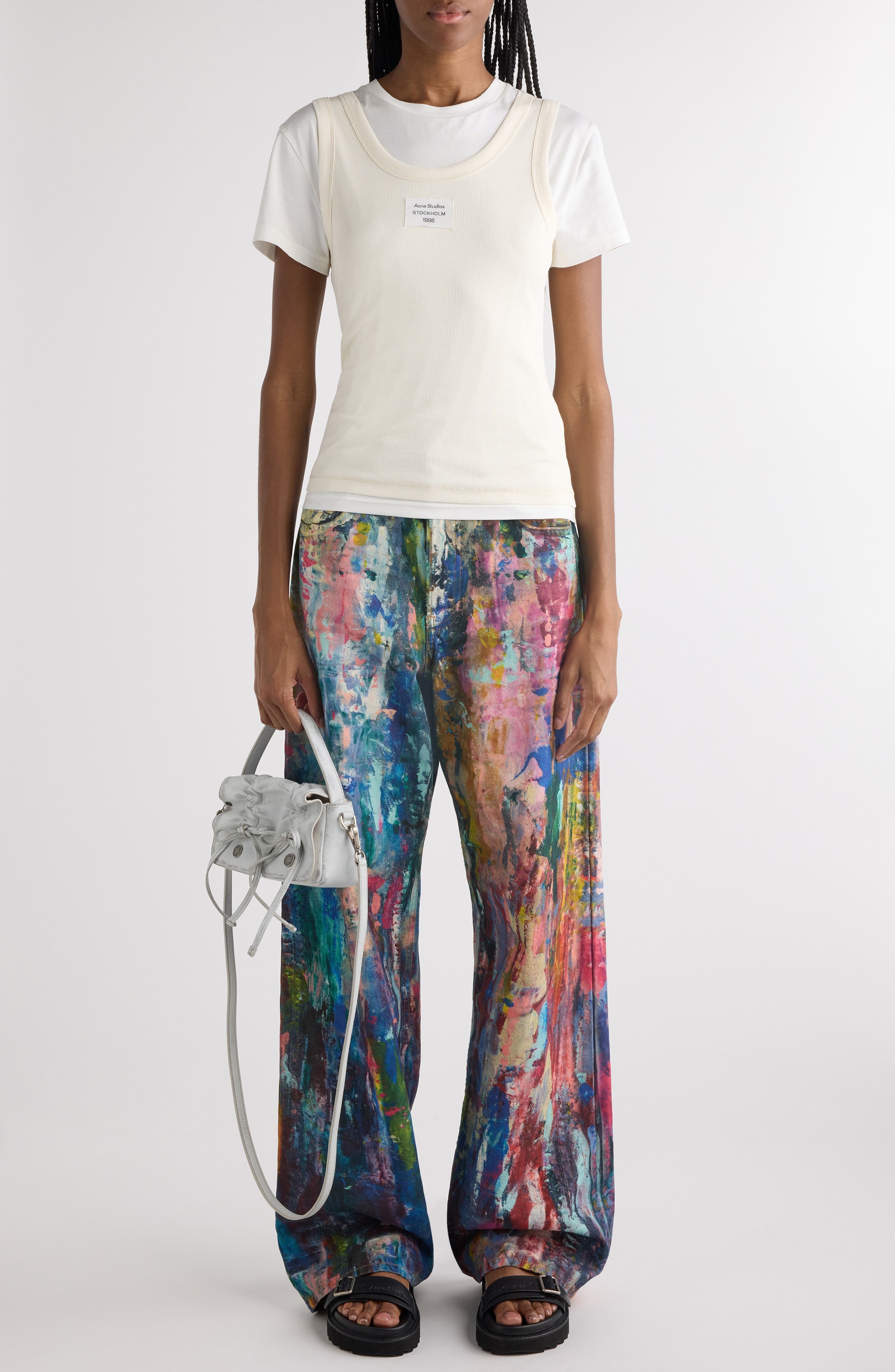 Acne Studios Ecleo Layered Stretch Cotton T-Shirt in Off White at Nordstrom - 7