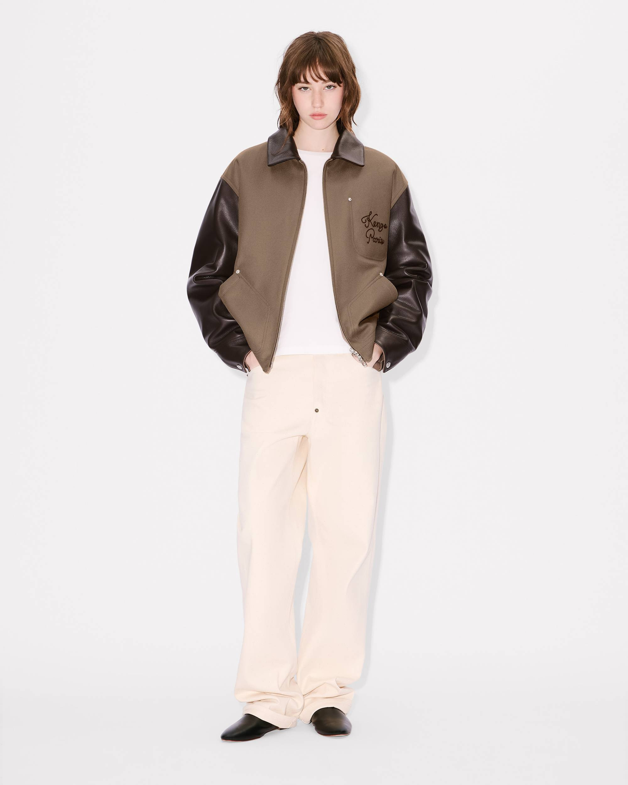 'KENZO Paris Chainstitch' genderless blouson in wool and leather - 3