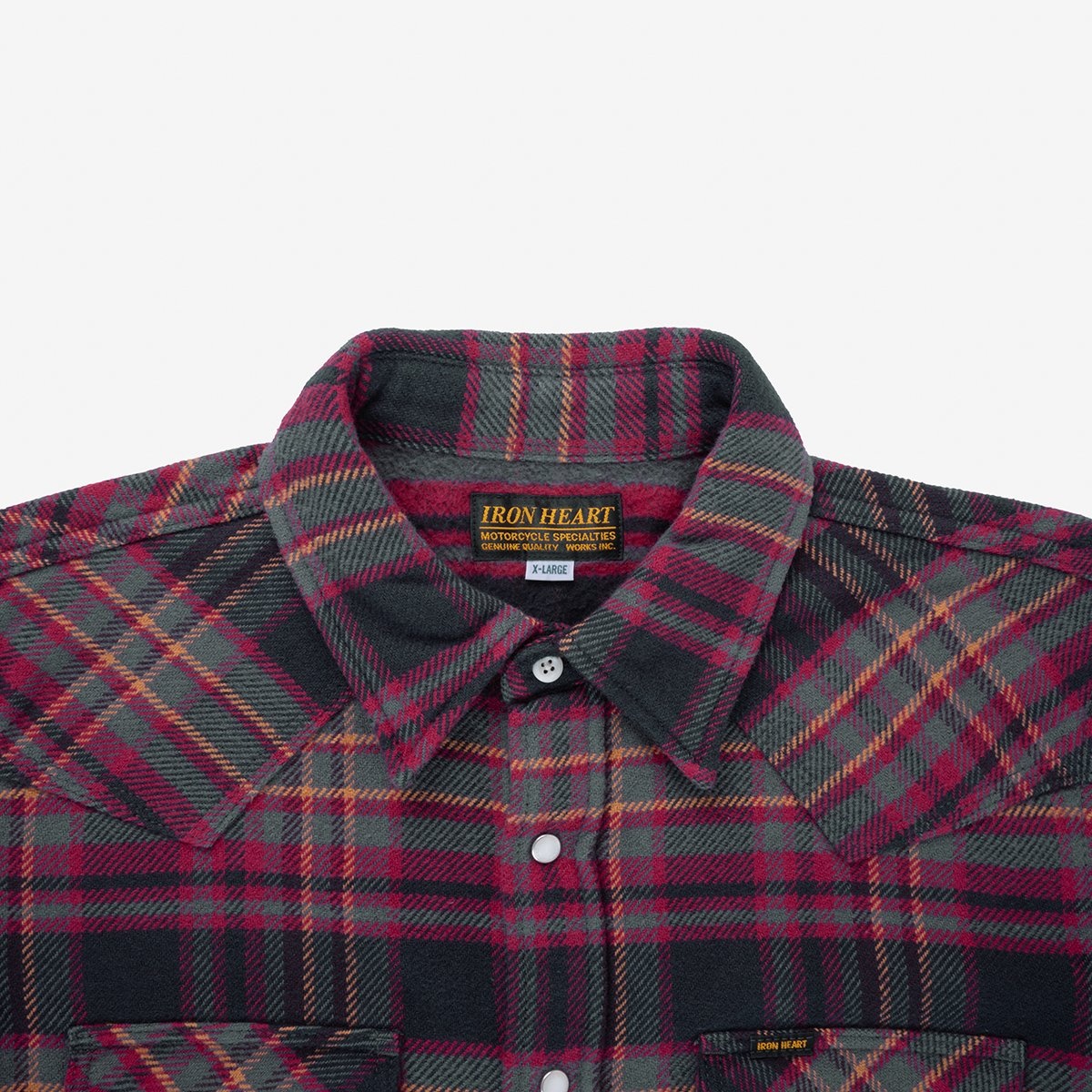 IHSH-403-GRY 11oz Ultra Heavy Flannel Line Check Western Shirt - Grey - 6