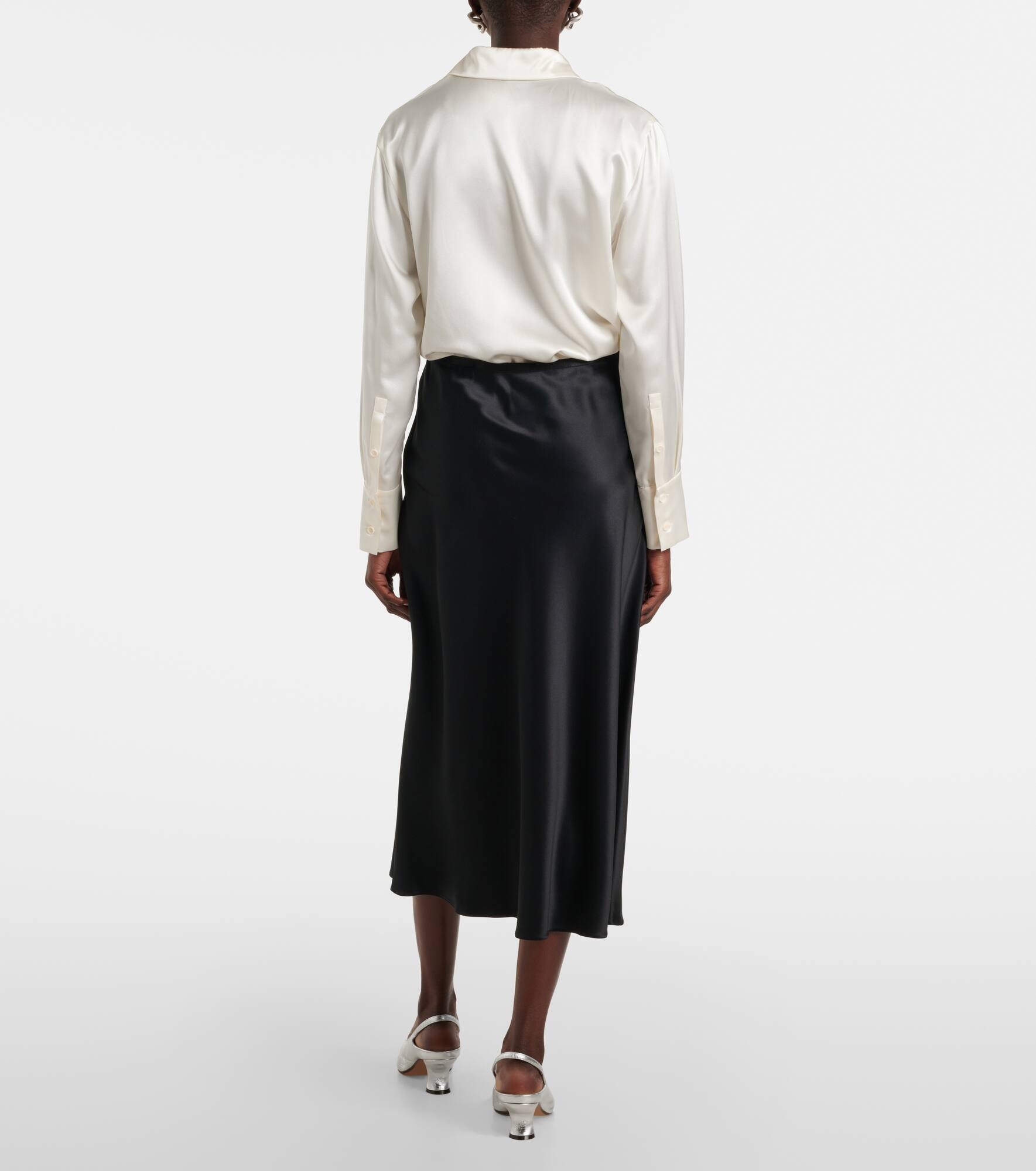 Carnet silk satin midi skirt - 3