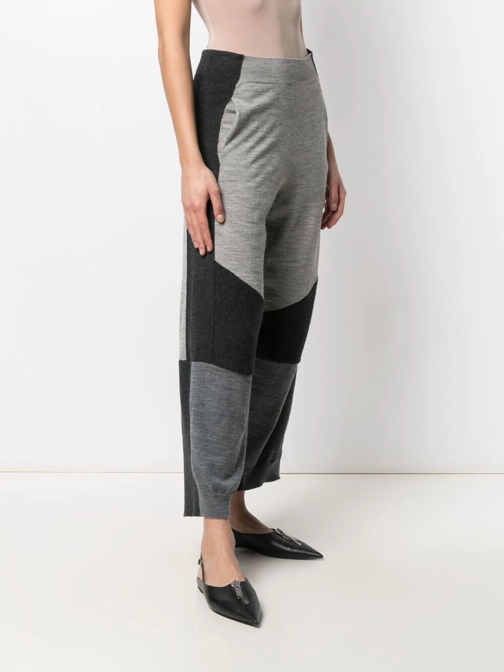 colour-block knitted trousers - 3