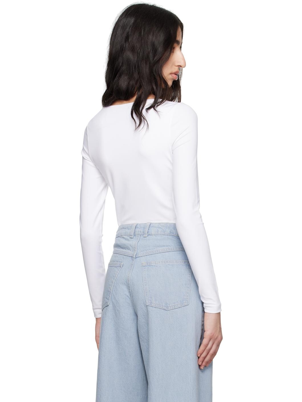 White Long Sleeve Jersey Top - 3