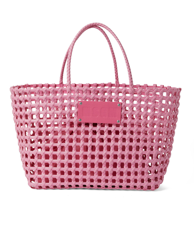 Faux leather basket net bag with accompanying mini pouch 1