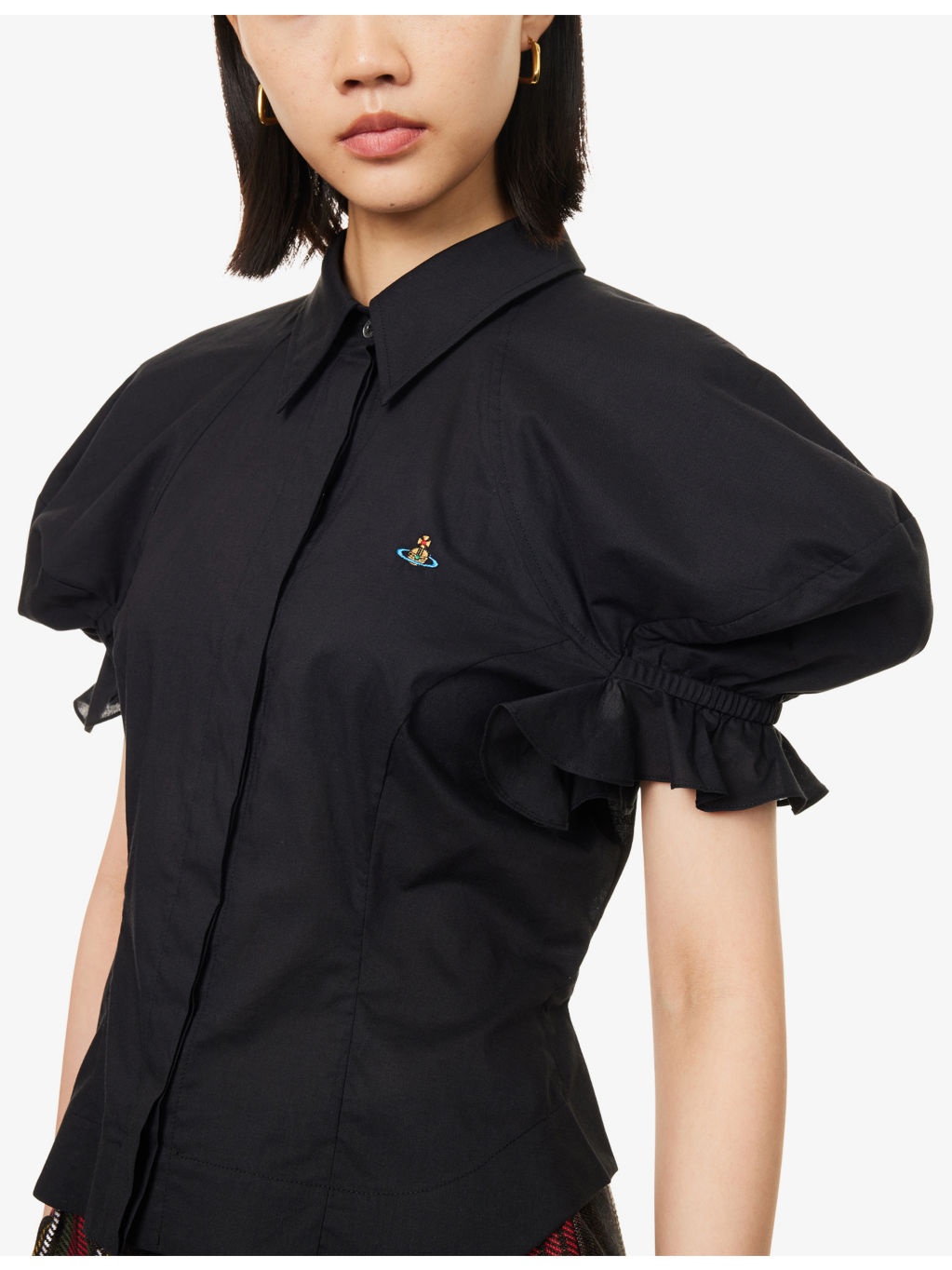 Gexy Puffed-Short-Sleeves Cotton-Poplin Top - 5