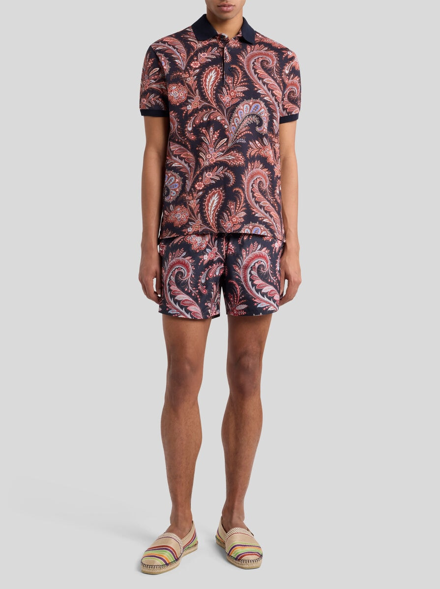 FLORAL PAISLEY COTTON POLO SHIRT - 4