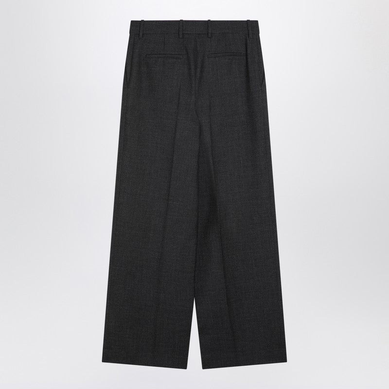 Givenchy Dark Grey Wool Wide Trousers Women - 2