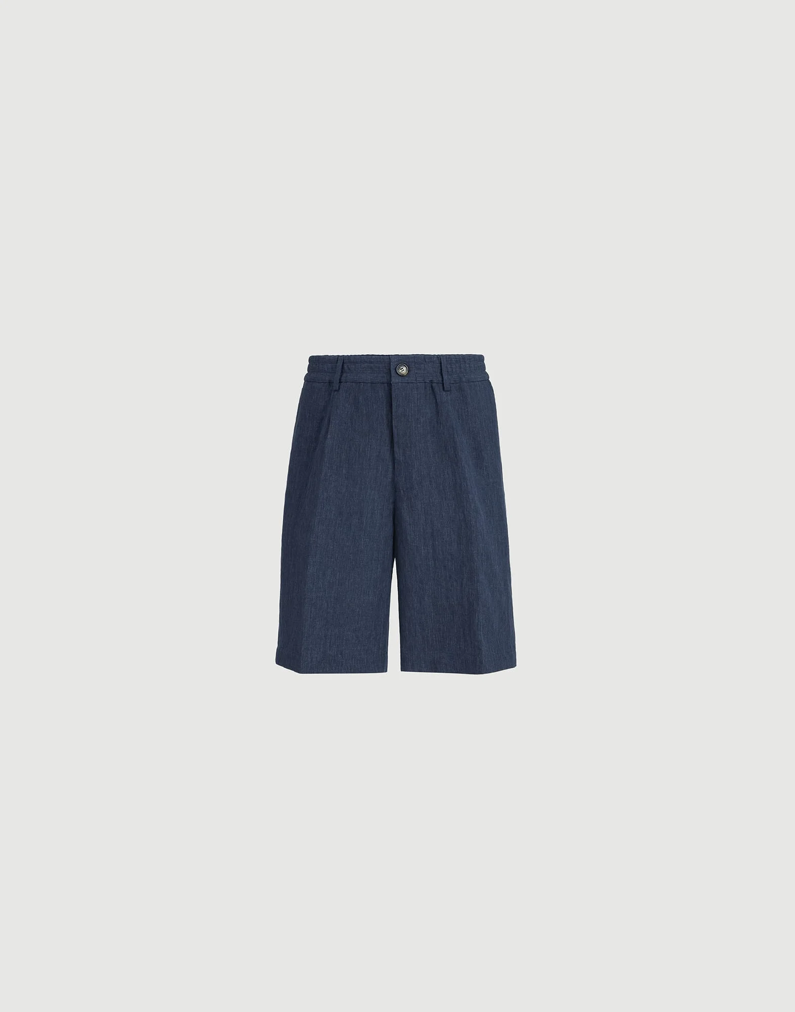 Lightweight délavé linen Bermuda shorts with elasticated waistband - 1