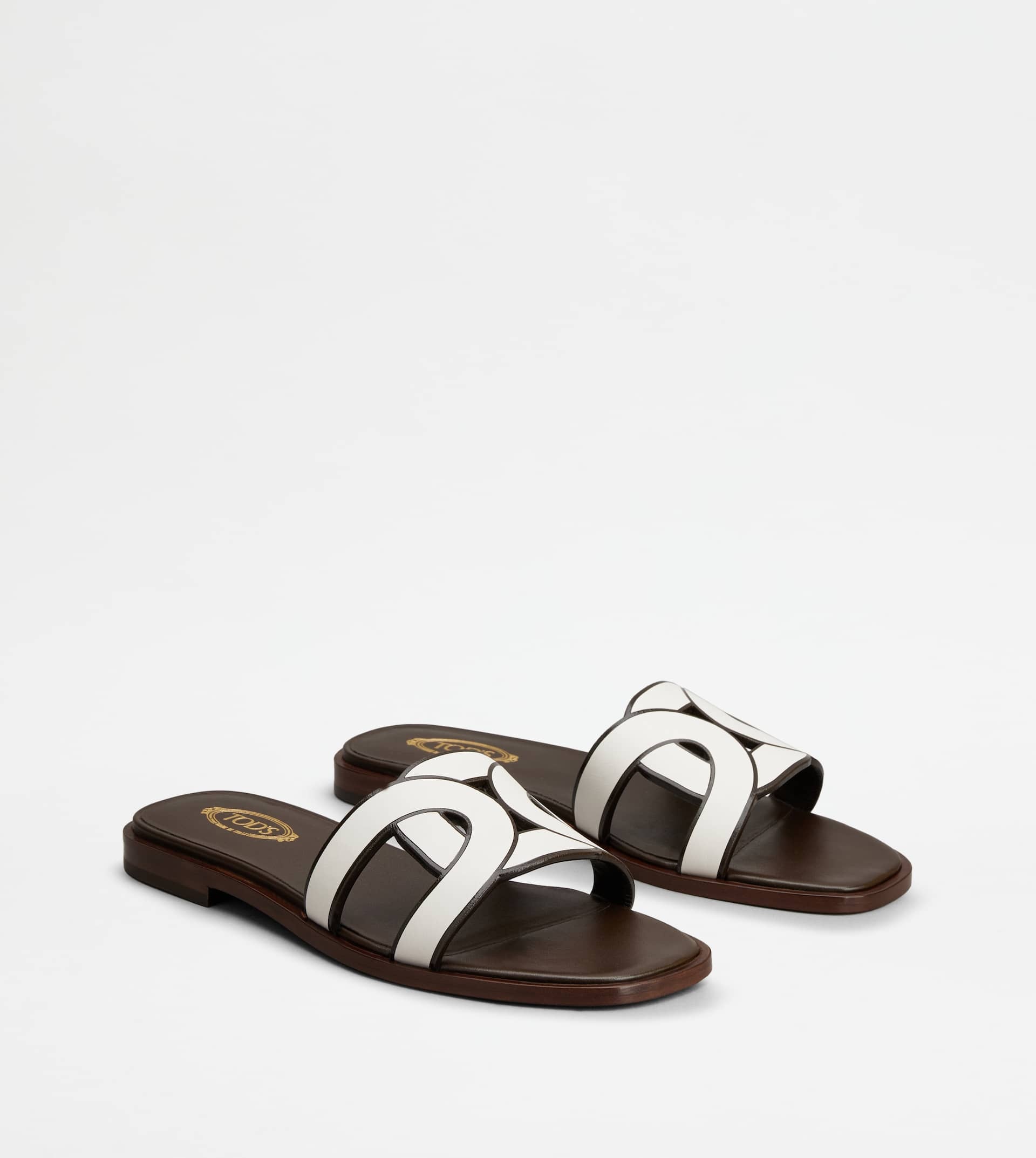 SANDALS IN LEATHER - WHITE - 3
