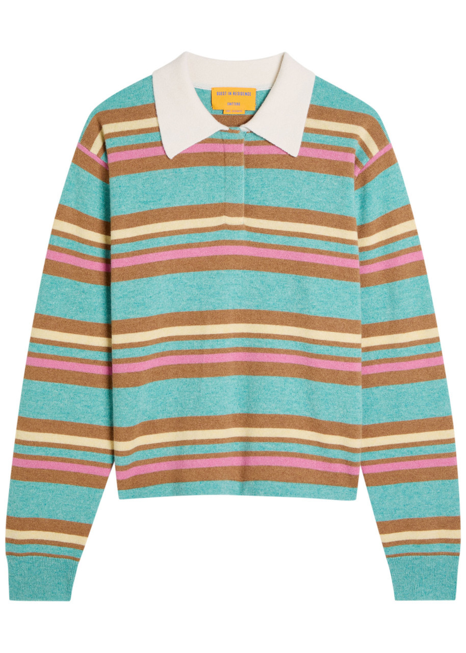 Guest In Residence Striped Cashmere Polo top - 1