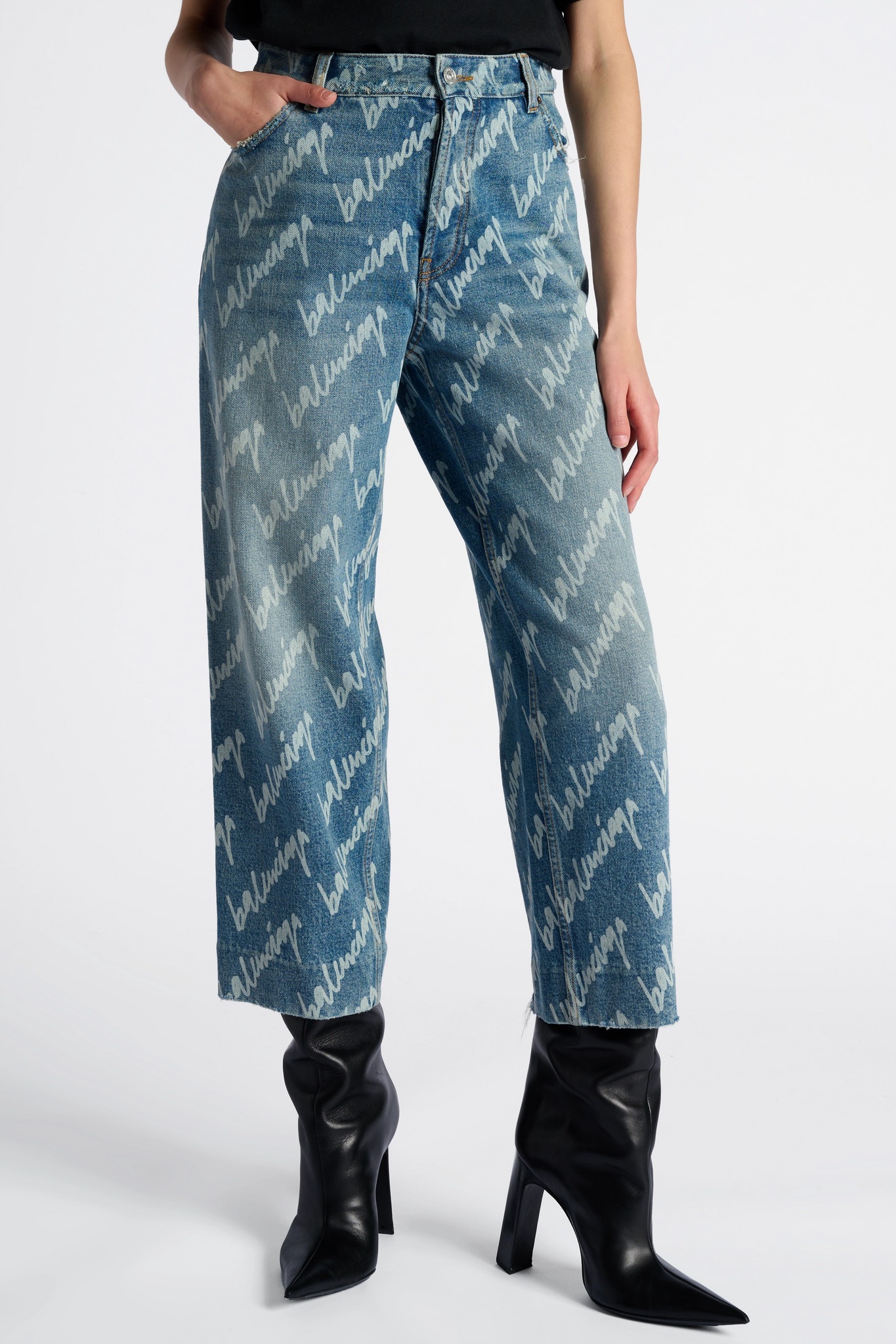 Printed high-rise straight-leg jeans - 3