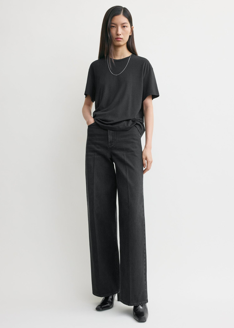 Totême Wide leg denim faded black outlook
