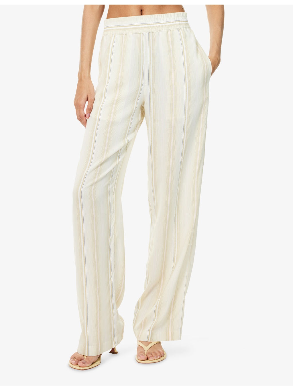 Striped Wide-Leg Woven Trousers - 3