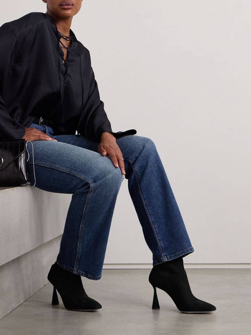 AQUAZZURA Amore 95 suede ankle boots Black outlook