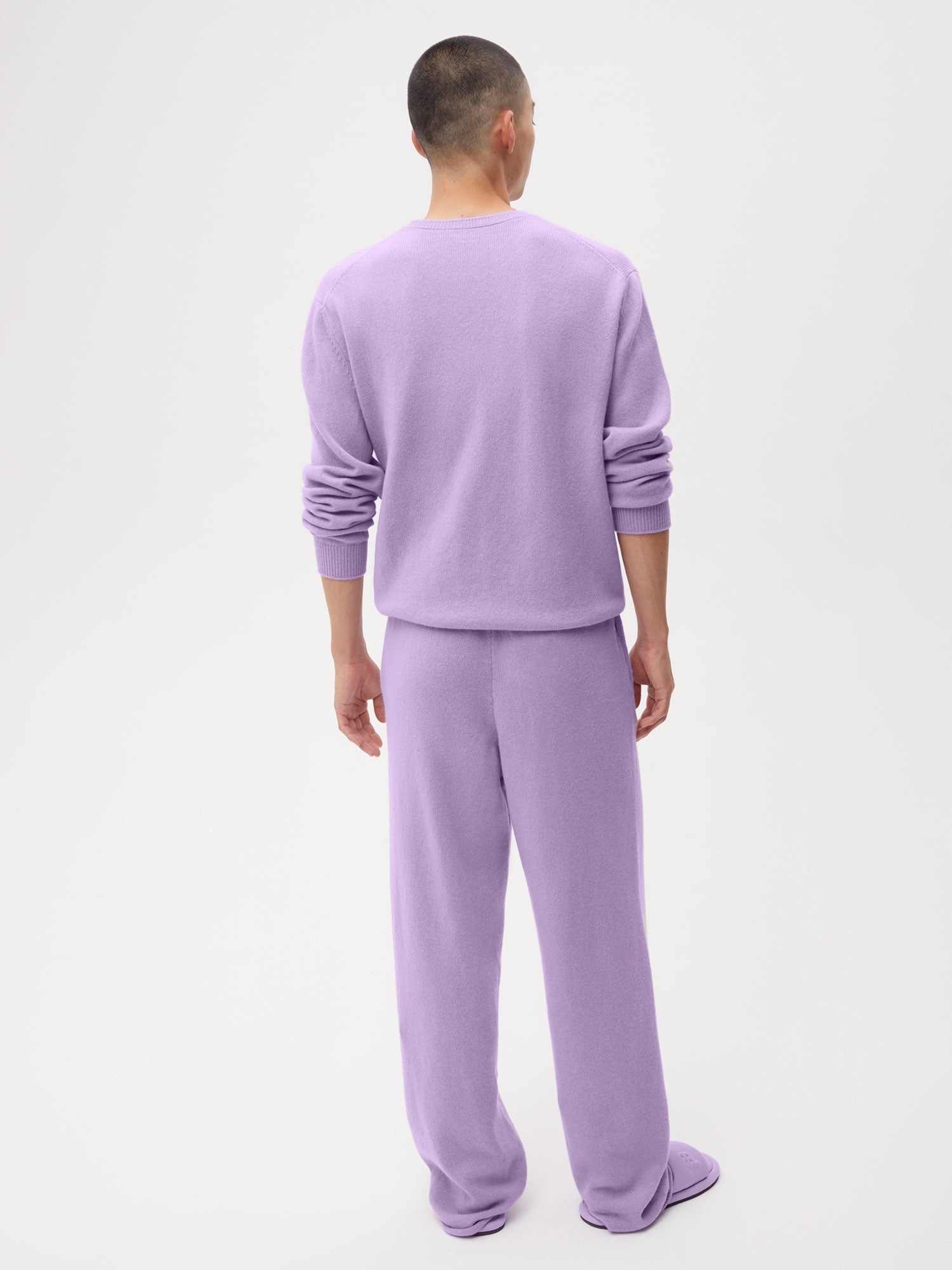 Mens Recycled Cashmere Loose Track Pants - Orchid Purple - 3