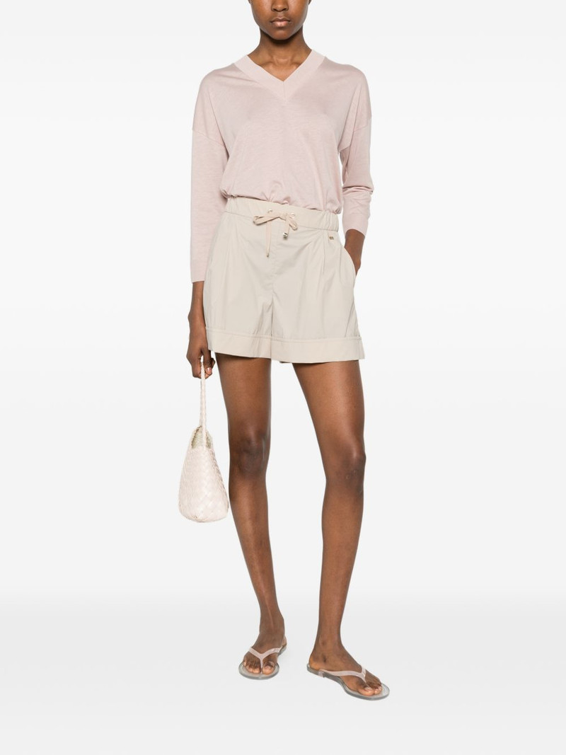 Herno drawstring-waist pleated shorts outlook